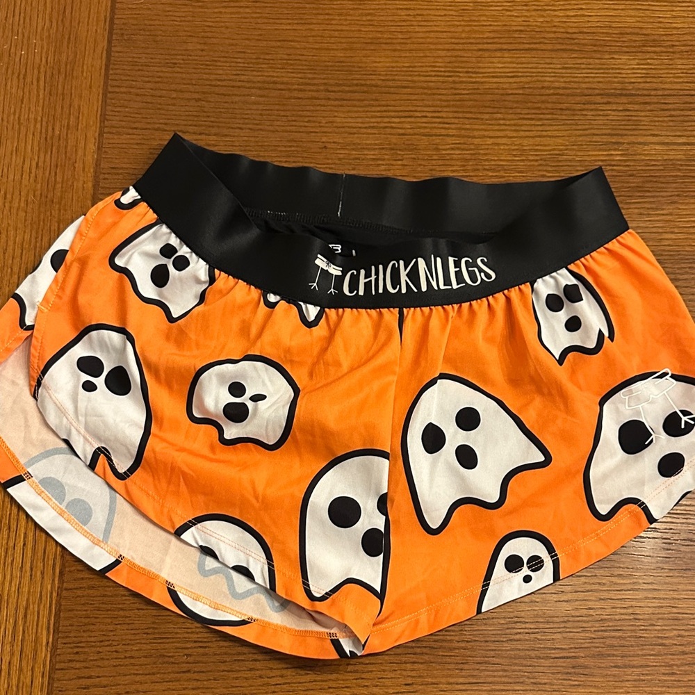 ChicknLegs Women's Ghost Print Athletic Shorts - Orange